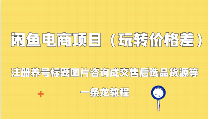 闲鱼电商项目一条龙教程：玩转价格差，从注册到售后全攻略-天天学吧