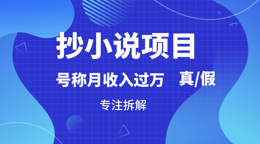 抄小说项目，号称月入过万，到底是否真实，能不能做，详细拆解 -天天学吧