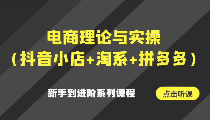 电商理论与实操（抖音小店+淘系+拼多多）新手到进阶系列课程-天天学吧