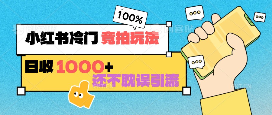 小红书冷门竞拍玩法大揭秘：日收1000+，轻松引流，店铺私域双丰收！-天天学吧