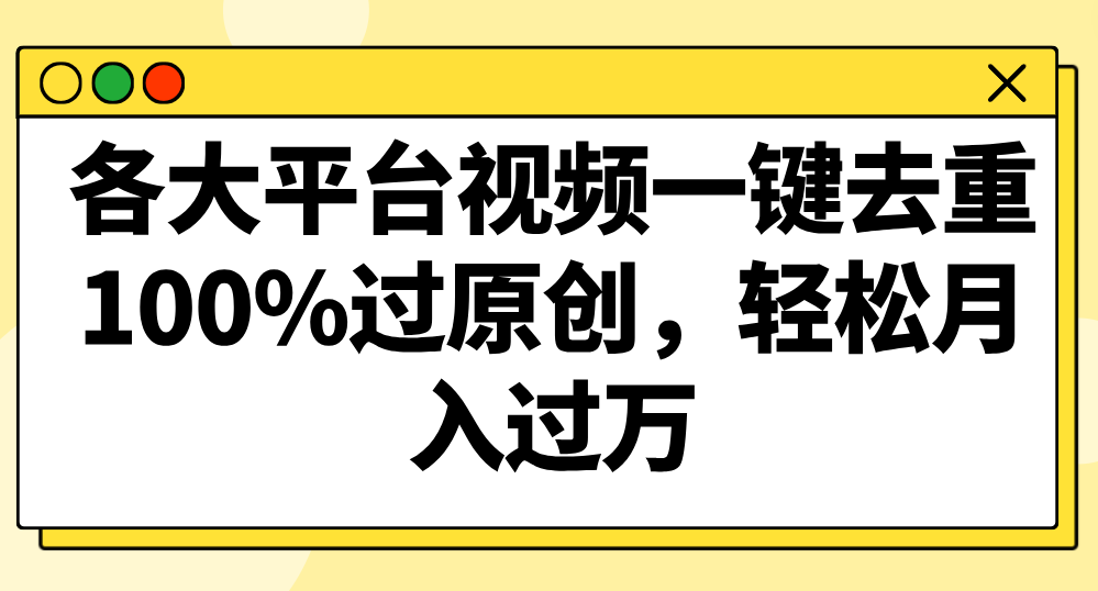 视频一键去重技术揭秘：100%过原创，各大平台轻松月入过万攻略！-天天学吧