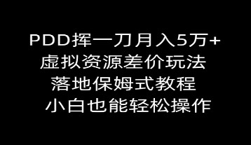 PDD虚拟资源差价玩法：月入5万+的落地保姆式教程，小白也能轻松操作！-天天学吧