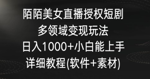 陌陌美女直播授权短剧，多领域变现玩法，日入1000+小白能上手，详细教程-天天学吧