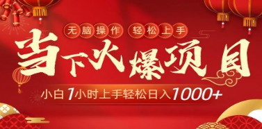 当前最火爆项目，操作简单，小白仅需1小时轻松上手日入1000+ -天天学吧