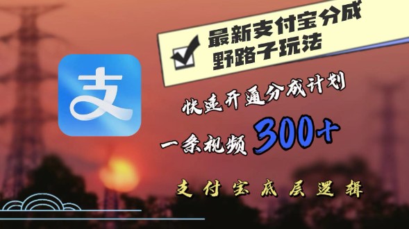 最新支付宝野路子玩法，快速开通分成撸收益，一条视频300+干货分享-天天学吧