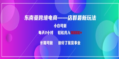 东南亚跨境电商店群新玩法：小白每天两小时轻松赚取10000+秘籍-天天学吧