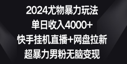 2024尤物暴力玩法揭秘 日收入4000+快手挂机直播+网盘拉新 超暴力男粉无脑变现-天天学吧