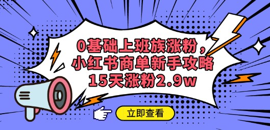 0基础上班族小红书涨粉秘籍：15天涨粉2.9w，新手商单攻略大揭秘-天天学吧