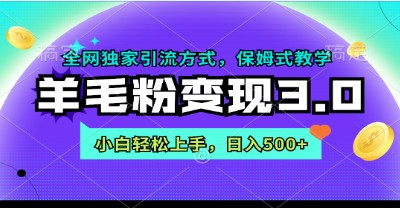 羊毛粉变现3.0攻略：全网独家引流方式，小白日入500+的轻松变现秘籍！-天天学吧