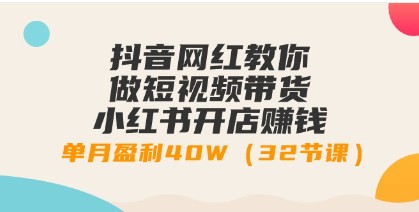 抖音短视频带货与小红书开店变现全攻略：单月盈利40万的32节实战课-天天学吧