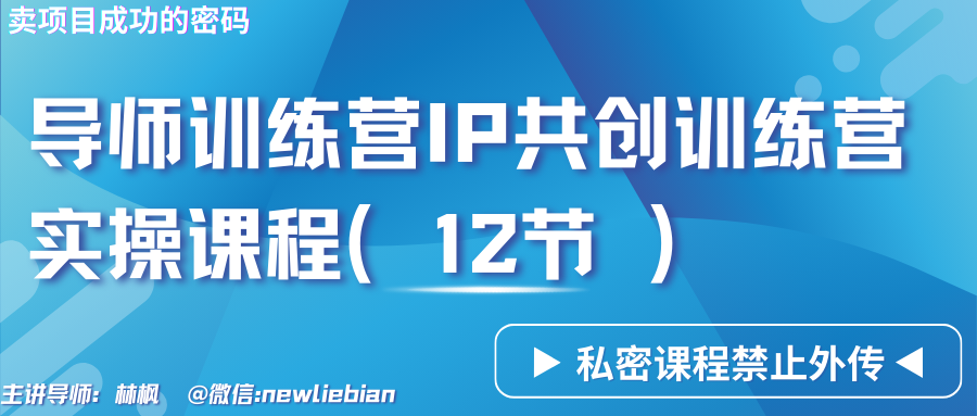 揭秘导师训练营3.0：12节IP共创实操课程，掌握卖项目的成功秘诀-天天学吧