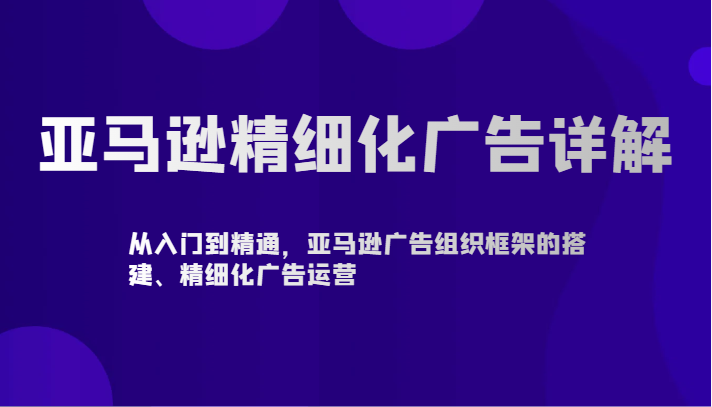 亚马逊精细化广告全攻略！从新手入门到高手精通，构建广告组织框架与精细化运营技巧-天天学吧