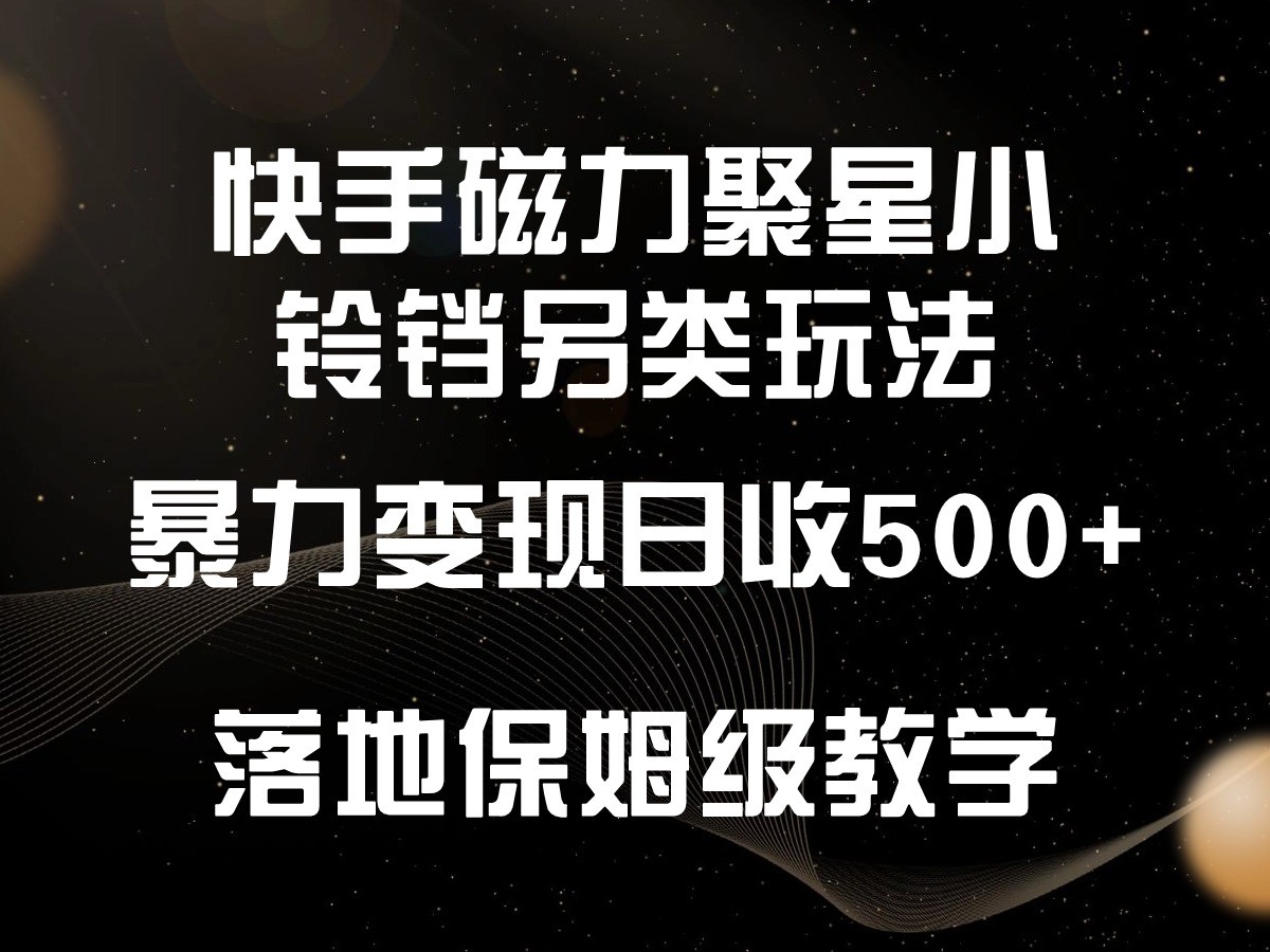 快手磁力聚星小铃铛项目：日入500+的另类玩法，小白也能轻松上手的保姆级教学-天天学吧