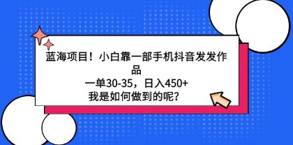 揭秘蓝海项目：小白仅凭手机在抖音发作品，单笔变现30-35，日入450+的秘诀-天天学吧