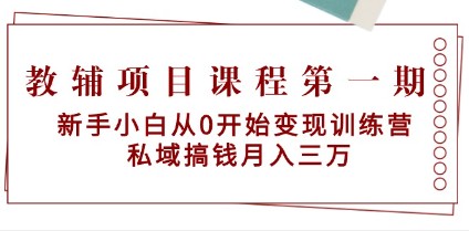 新手变现训练营：教辅项目第一期，月入三万的私域赚钱课程-天天学吧