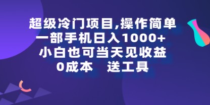 超级冷门项目揭秘：一部手机轻松日入1000+，小白也能当天见收益！-天天学吧