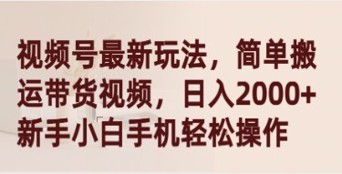 视频号带货新机遇：简单搬运视频，日入2000+，新手也能手机轻松操作！-天天学吧