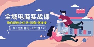 全域电商攻略：小红书+抖音+拼多多入驻到盈利全程指导（80节课）-天天学吧