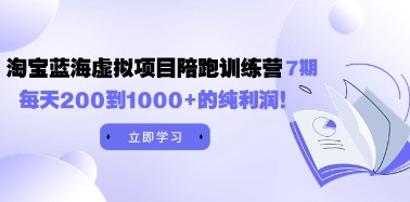 黄岛主《淘宝蓝海虚拟项目陪跑训练营7期》每天200到1000+的纯利润 -天天学吧