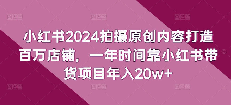 2024年小红书原创内容创作指南：打造百万店铺，一年带货项目收入20w+-天天学吧