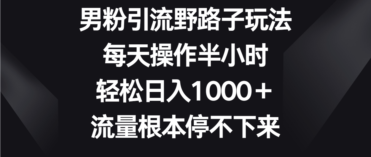 男粉引流野路子玩法，每天操作半小时轻松日入1000＋，流量根本停不下来 -天天学吧