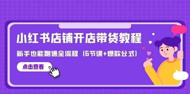  最新小红书店铺开店带货教程，新手也能跑通全流程（6节课+爆款公式）-天天学吧