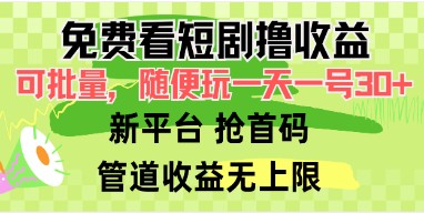 免费短剧观看赚收益秘籍：轻松挂机批量操作，每日30+收益及首码推广技巧-天天学吧