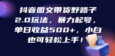 抖音图文带货野路子2.0版：暴力起号策略，单日轻松收益500+，小白也能快速上手！-天天学吧