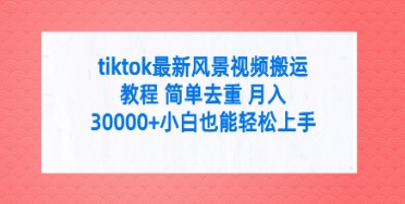 TikTok风景视频搬运与去重教程：月入30000+的全套工具揭秘-天天学吧