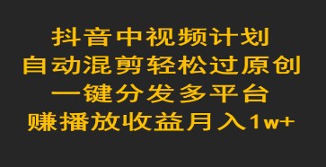 抖音视频计划全攻略：自动混剪过原创，一键分发多平台赚取播放收益，轻松月入1w+-天天学吧