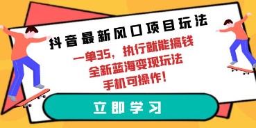 抖音最新风口项目玩法，一单收益35元，手机操作轻松变现，探索全新蓝海市场-天天学吧