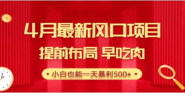 4月最新网络风口项目揭秘：小白日入500+，提前布局抢先机-天天学吧