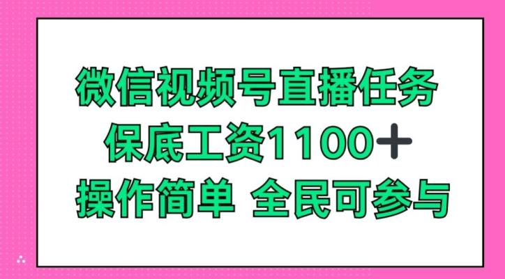 图片[1]-微信视频号直播任务，保底工资1100+，全民可参与-天天学吧