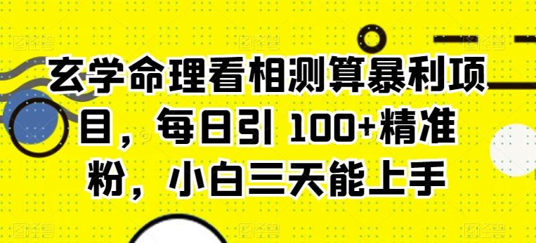 图片[1]-玄学命理看相测算暴利项目，每日引 100+精准粉，小白三天能上手-天天学吧