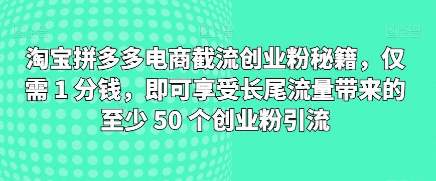 图片[1]-淘宝拼多多电商截流创业粉秘籍，仅需 1 分钱，即可享受长尾流量带来的至少 50 个创业粉引流-天天学吧