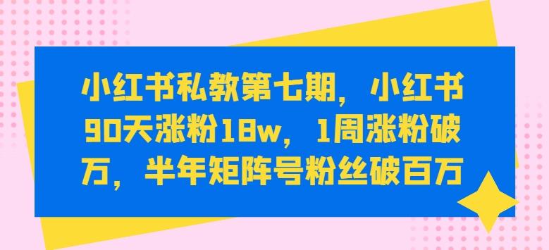 图片[1]-小红书私教第七期，小红书90天涨粉18w，1周涨粉破万，半年矩阵号粉丝破百万-天天学吧