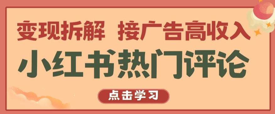 图片[1]-小红书热门评论，变现拆解，接广告高收入【揭秘 】-天天学吧