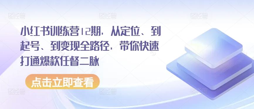 图片[1]-小红书训练营12期，从定位、到起号、到变现全路径，带你快速打通爆款任督二脉-天天学吧