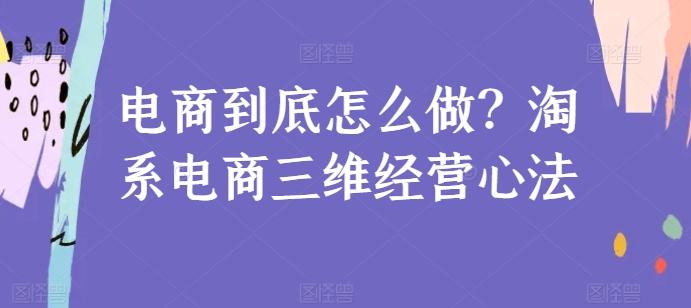 图片[1]-电商到底怎么做？淘系电商三维经营心法-天天学吧