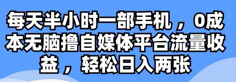 图片[1]-每天半小时一部手机 ，0成本无脑撸自媒体平台流量收益-天天学吧