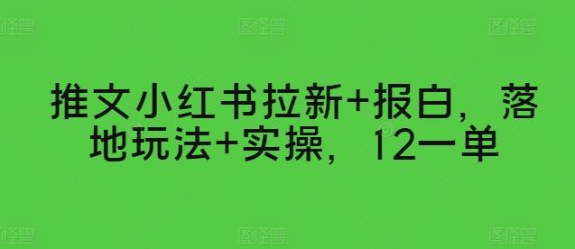 图片[1]-推文小红书拉新+报白，落地玩法+实操，12一单-天天学吧