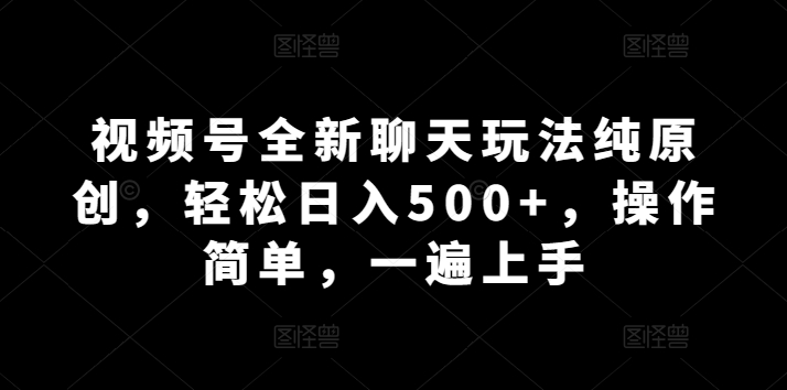 视频号全新聊天玩法揭秘：纯原创内容，轻松日入500+，操作简单，一遍上手技巧大公开-天天学吧