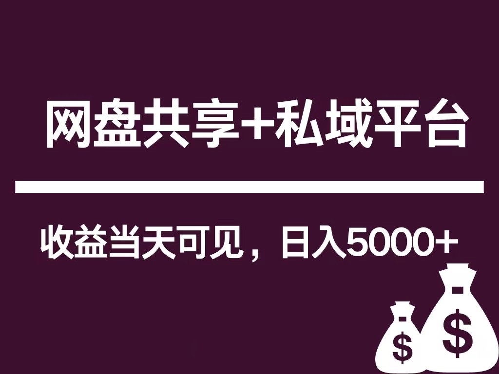 新用户推荐策略：网盘共享结合私域平台，无需粉丝基础轻松起号，单日收益突破5000+-天天学吧