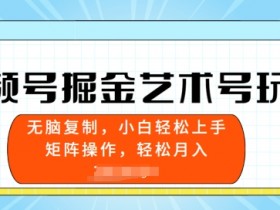 视频号掘金艺术号玩法，小白易上手，无脑复制-天天学吧