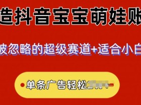 2024小众赛道，抖音宝宝萌娃账号，小白轻松上手-天天学吧