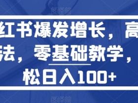 小红书爆发增长，高爆玩法，零基础教学，轻松日入100+-天天学吧