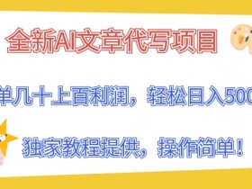 全新AI文章代写项目，一单几十上百利润，独家教程提供，操作简单!-天天学吧