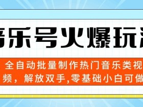 音乐号火爆玩法，全自动批量制作热门音乐类视频，解放双手，零基础小白可做，多平台发布-天天学吧