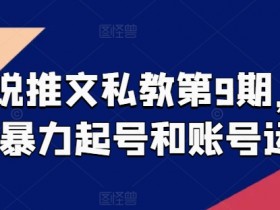 小说推文私教第9期，推文暴力起号和账号运营-天天学吧