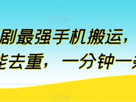 短剧最强手机搬运，万能去重，一分钟一条-天天学吧